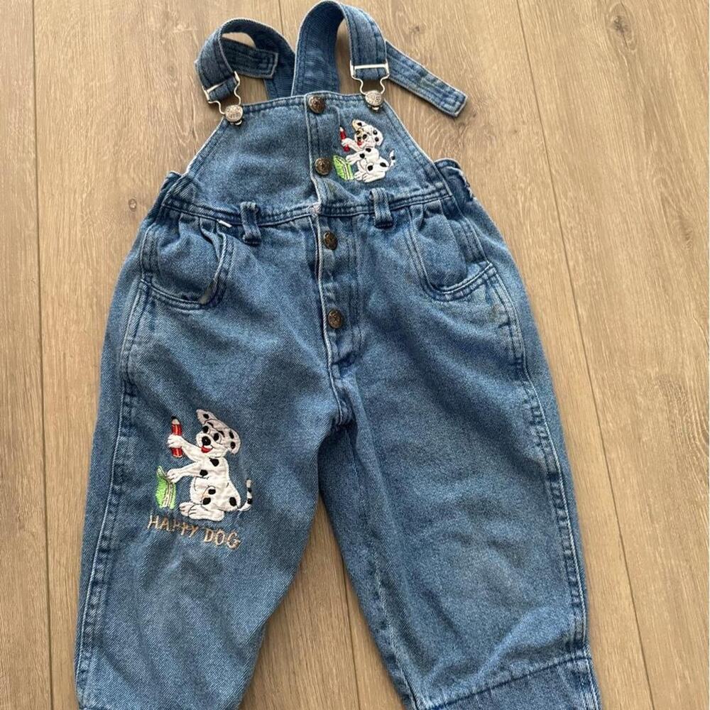 Vintage happy dog embroidered denim